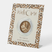 ベビーがコーヒー豆を醸造している赤ちゃんシャワーへようこそ 台座サイン (正面)