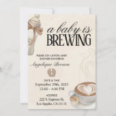 ベビーがコーヒー赤ちゃんシャワーテーマエビテを醸造している 招待状 (正面)