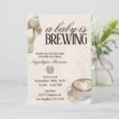 ベビーがコーヒー赤ちゃんシャワーテーマエビテを醸造している 招待状 (スタンド正面)