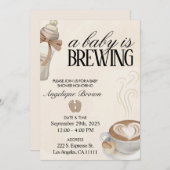 ベビーがコーヒー赤ちゃんシャワーテーマエビテを醸造している 招待状 (正面/裏面)