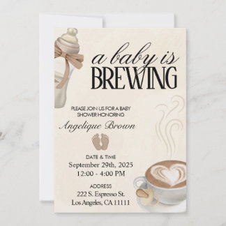 ベビーがコーヒー赤ちゃんシャワーテーマエビテを醸造している 招待状