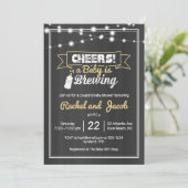 ベビーがシャワーストリングライトをチャルクボードに取り込む 招待状 (スタンド正面)