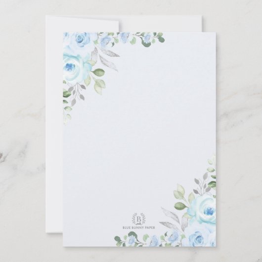 ベビーがシルバーブルーフローラ茶パーティーを醸造している 招待状 (裏面)