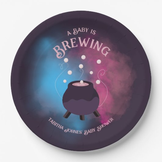 ベビーがジェンダーを醸造し不気味て大釜を明らかにする ペーパープレート (正面)