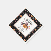 ベビーがジャック・オ・ランタンのハロウィーンシャワーを醸造している スタンダードカクテルナプキン (角)