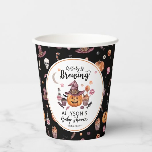 ベビーがジャック・オ・ランタンのハロウィーンシャワーを醸造している 紙コップ (正面)