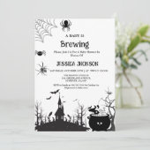 ベビーがハロウィンブラックベイビーシャワーを醸造している 招待状 (スタンド正面)