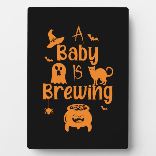 ベビーがハロウィン妊婦のの女を造っているおもしろい フォトプラーク (正面)