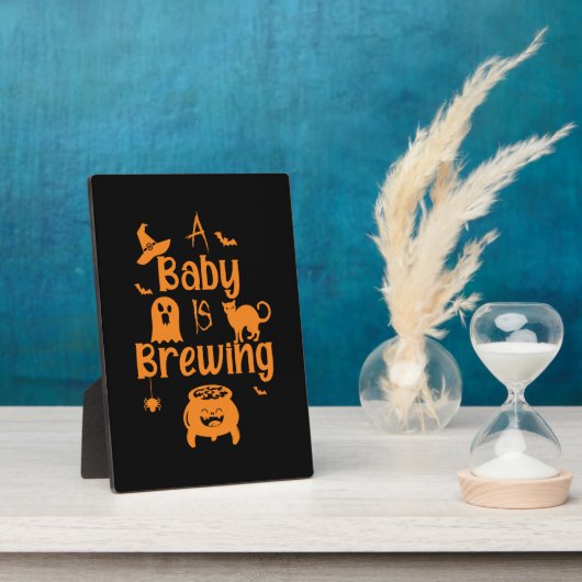 ベビーがハロウィン妊婦のの女を造っているおもしろい フォトプラーク (側面)