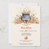 ベビーがハロウィーンのフローラの赤ちゃんシャワーを醸造している 招待状 (正面)