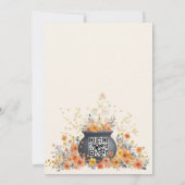 ベビーがハロウィーンのフローラの赤ちゃんシャワーを醸造している 招待状 (裏面)