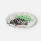 ベビーがハロウィーンの女の子の赤ちゃんシャワーを醸造している ペーパープレート (アングル)