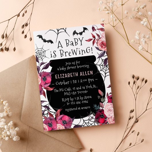 ベビーがハロウィーンの花を醸造している赤ちゃんシャワー 招待状