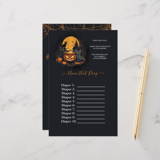 ベビーがハロウィーンの赤ちゃんシャワーうんちゲームを醸造している (正面/裏面インサイチュ)