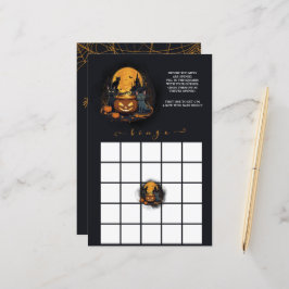 ベビーがハロウィーンの赤ちゃんシャワーのビンゴゲームを醸造している