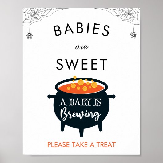 ベビーがハロウィーンの赤ちゃんシャワーの好意ポストを醸造している ポスター (正面)