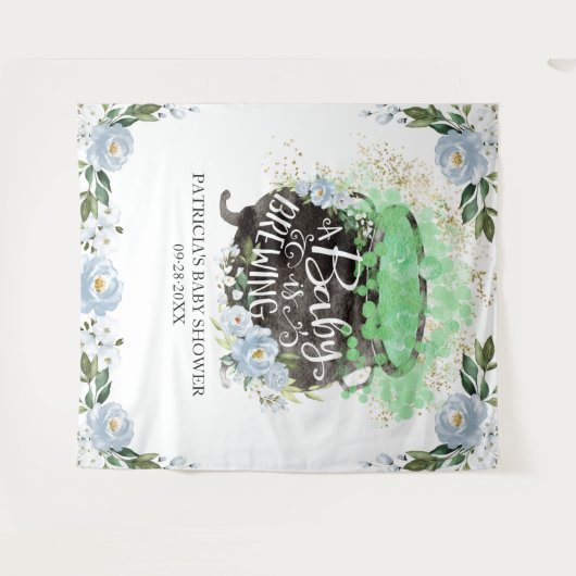 ベビーがハロウィーンの赤ちゃんシャワーの背景を醸造している タペストリー (正面(横))