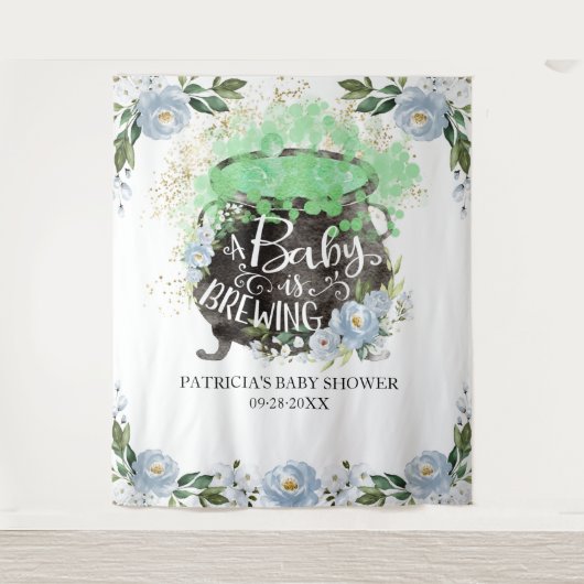 ベビーがハロウィーンの赤ちゃんシャワーの背景を醸造している タペストリー (正面)