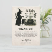 ベビーがハロウィーンの赤ちゃんシャワーを浴びている サンキューカード (スタンド正面)