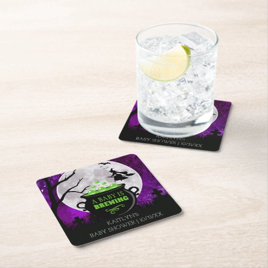 ベビーがハロウィーンの赤ちゃんシャワーを浴びている スクエアペーパーコースター (インサイチュ)