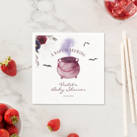 ベビーがハロウィーンの赤ちゃんシャワーを浴びている スタンダードカクテルナプキン (インサイチュ)