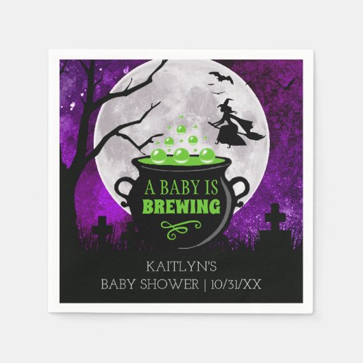 ベビーがハロウィーンの赤ちゃんシャワーを浴びている スタンダードカクテルナプキン (正面)