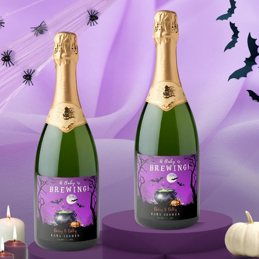 ベビーがハロウィーンの赤ちゃんシャワーを浴びている スパークリングワインラベル