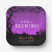 ベビーがハロウィーンの赤ちゃんシャワーを浴びている ペーパープレート (正面)