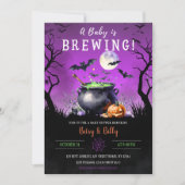 ベビーがハロウィーンの赤ちゃんシャワーを浴びている 招待状 (正面)