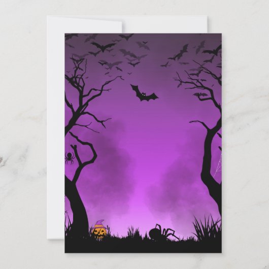 ベビーがハロウィーンの赤ちゃんシャワーを浴びている 招待状 (裏面)