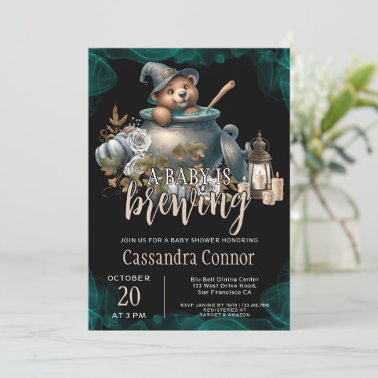 ベビーがハロウィーンの赤ちゃんシャワーを浴びている 招待状 (スタンド正面)