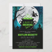 ベビーがハロウィーンの赤ちゃんシャワーを浴びている 招待状 (正面)