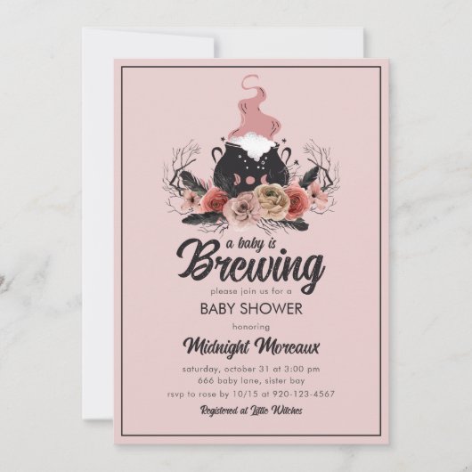 ベビーがハロウィーンの赤ちゃんシャワーを浴びている 招待状 (正面)