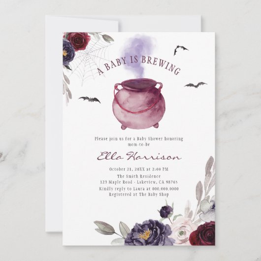 ベビーがハロウィーンの赤ちゃんシャワーを浴びている 招待状 (正面)