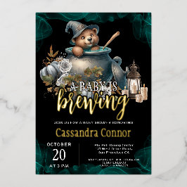 ベビーがハロウィーンの赤ちゃんシャワーを浴びている 箔招待状