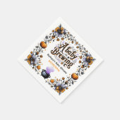 ベビーがハロウィーンの赤ちゃんシャワーを醸造している スタンダードカクテルナプキン (角)