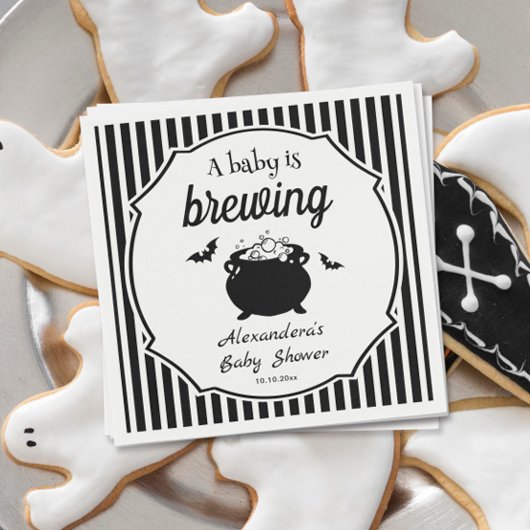 ベビーがハロウィーンの赤ちゃんシャワーを醸造している スタンダードカクテルナプキン