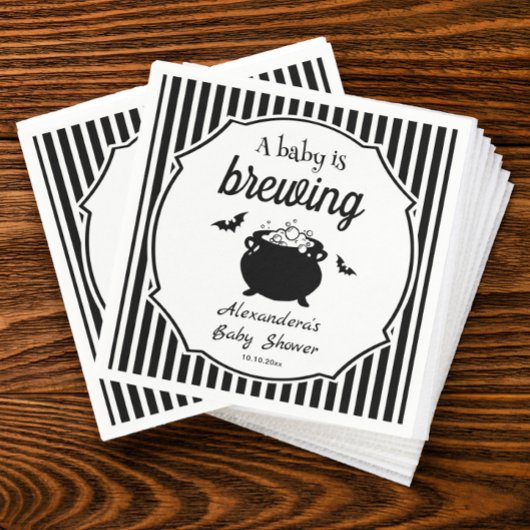 ベビーがハロウィーンの赤ちゃんシャワーを醸造している スタンダードカクテルナプキン