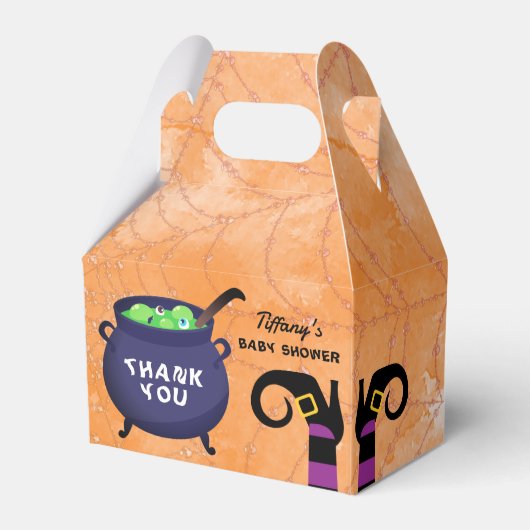 ベビーがハロウィーンの赤ちゃんシャワーを醸造している フェイバーボックス (正面サイド)