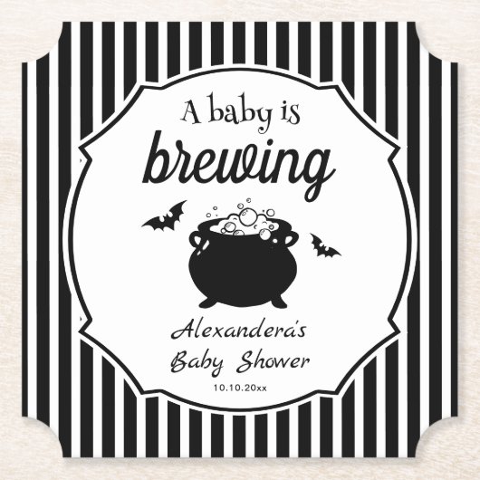 ベビーがハロウィーンの赤ちゃんシャワーを醸造している ペーパーコースター (正面)