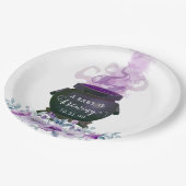 ベビーがハロウィーンの赤ちゃんシャワーを醸造している ペーパープレート (アングル)