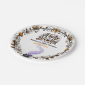 ベビーがハロウィーンの赤ちゃんシャワーを醸造している ペーパープレート (アングル)