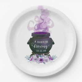 ベビーがハロウィーンの赤ちゃんシャワーを醸造している ペーパープレート