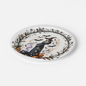 ベビーがハロウィーンの赤ちゃんシャワーを醸造している ペーパープレート (アングル)