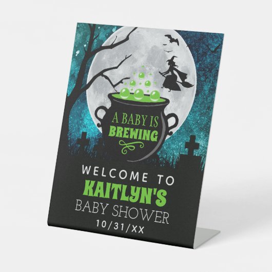 ベビーがハロウィーンの赤ちゃんシャワーを醸造している 台座サイン (正面)