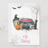 ベビーがハロウィーンの赤ちゃんシャワーを醸造している 招待状 (裏面)