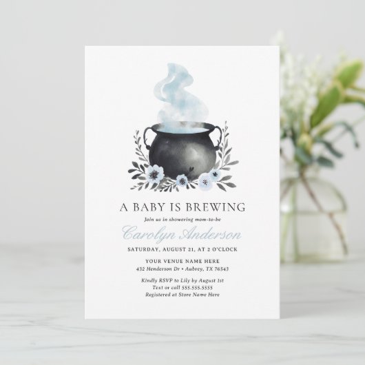 ベビーがハロウィーンの赤ちゃんシャワーを醸造している 招待状 (スタンド正面)