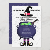 ベビーがハロウィーンの赤ちゃんシャワーを醸造している 招待状 (正面/裏面)