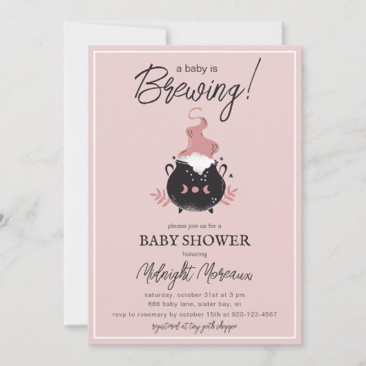 ベビーがハロウィーンの赤ちゃんシャワーを醸造している 招待状 (正面)