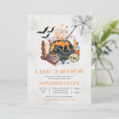 ベビーがハロウィーンの赤ちゃんシャワーを醸造している 招待状 (スタンド正面)